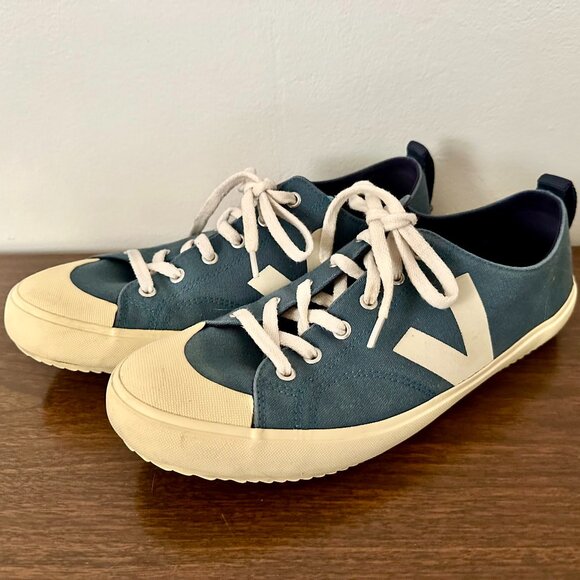 Veja Blue Canvas Low Rise Color Block Sneakers - Size 10 - Picture 1 of 9